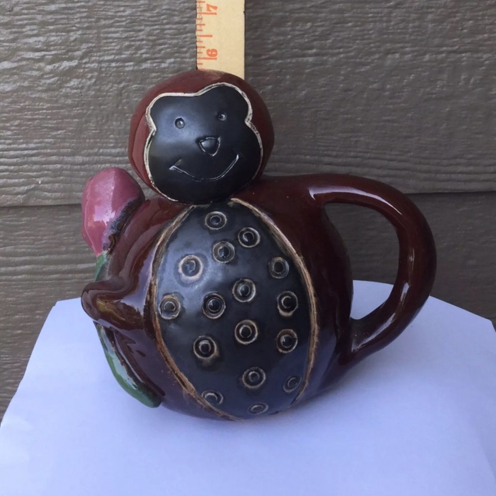 Vintage clay pottery monkey design, decor, handmade, heavy